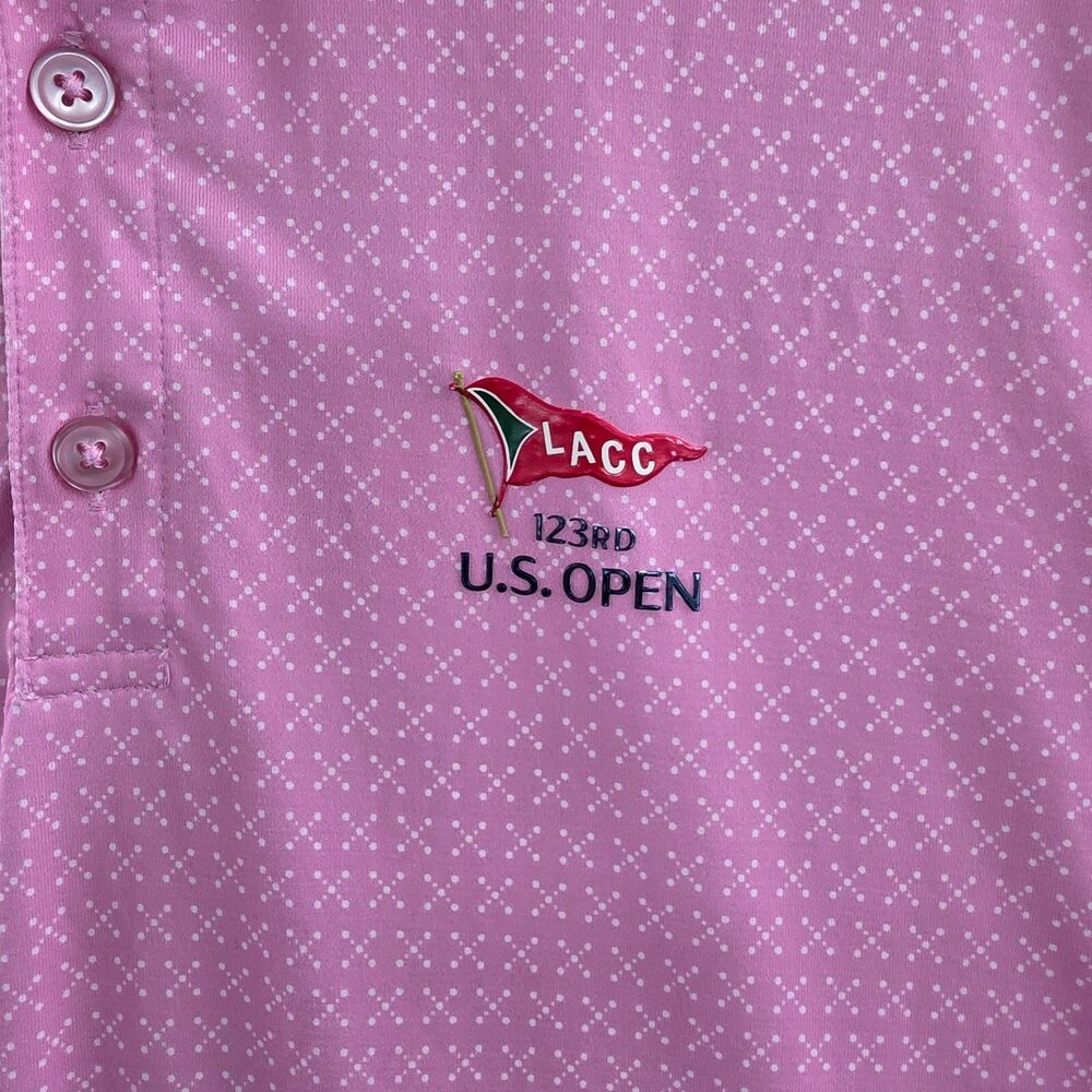 US Open Men's Pink Los Angels Country Club Polo Shirt 123rd Size L - Picture 3 of 9